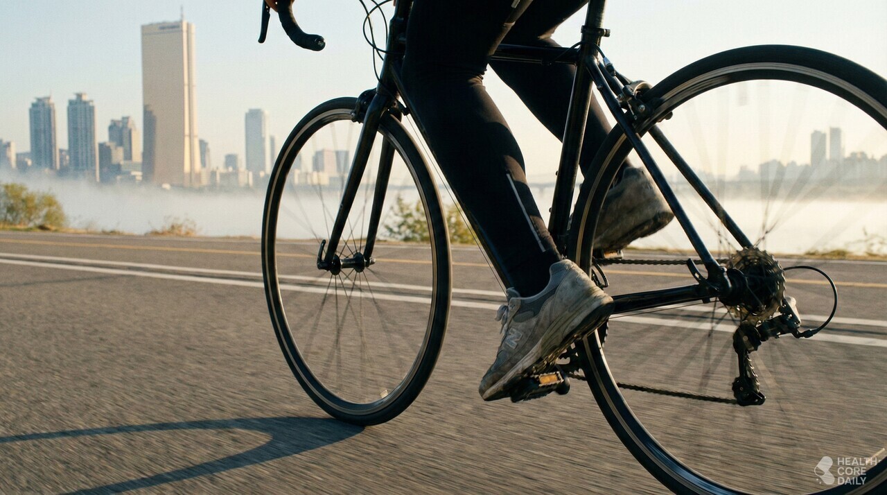 자전거 인터벌 훈련 장면