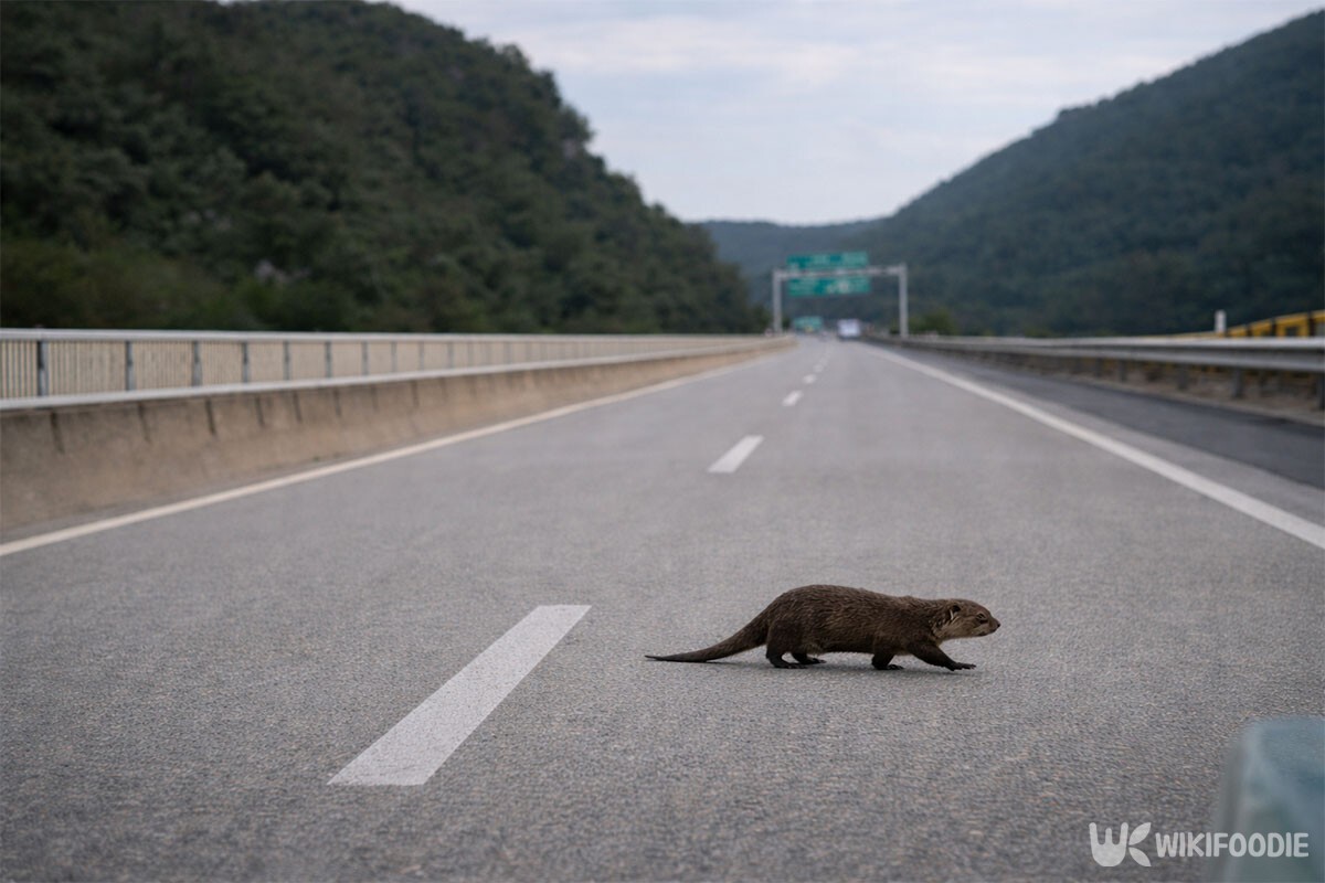 도로를 지나가는 수달 한 마리. 해당 이미지는 기사 이해를 돕기 위해 AI로 재연하였습니다. / 위키푸디