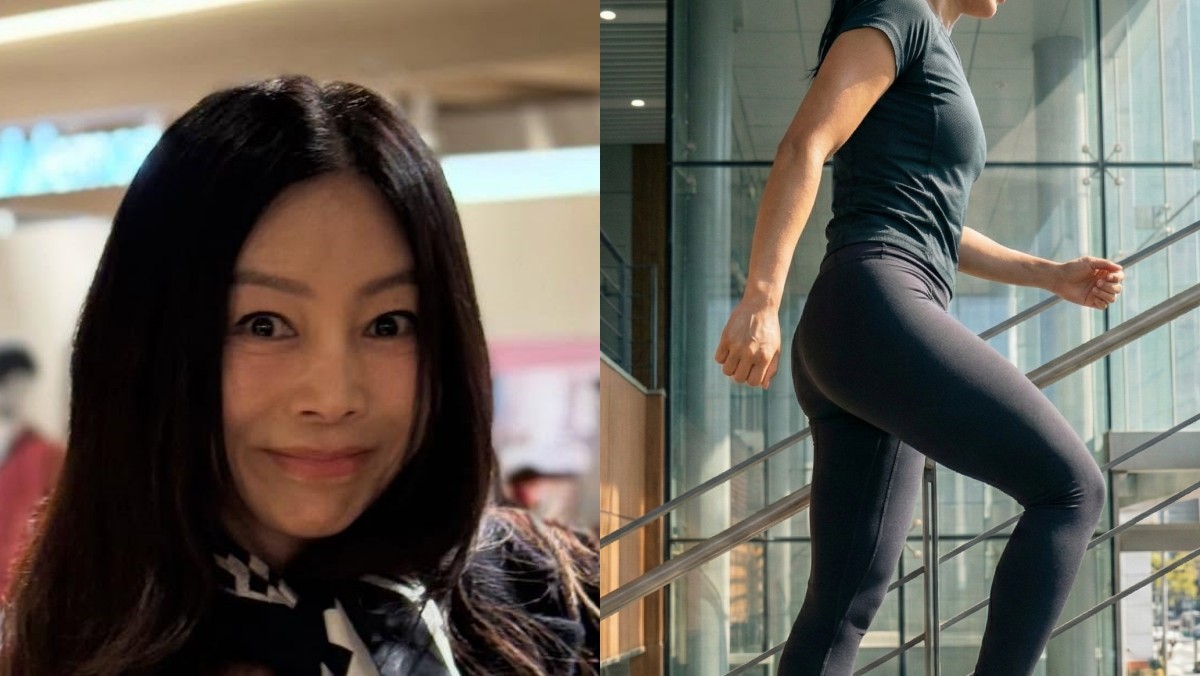 (왼쪽) 배우 황신혜. (오른쪽) 계단에서 운동을 하고 있는 모습. / 황신혜 인스타그램, 헬스코어데일리