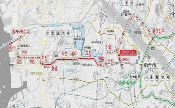 부천 대장∼홍대선 인천 연장선 위치도
