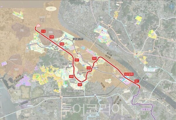 5호선 김포.검단 노선도/투어코리아뉴스 정명달 기자