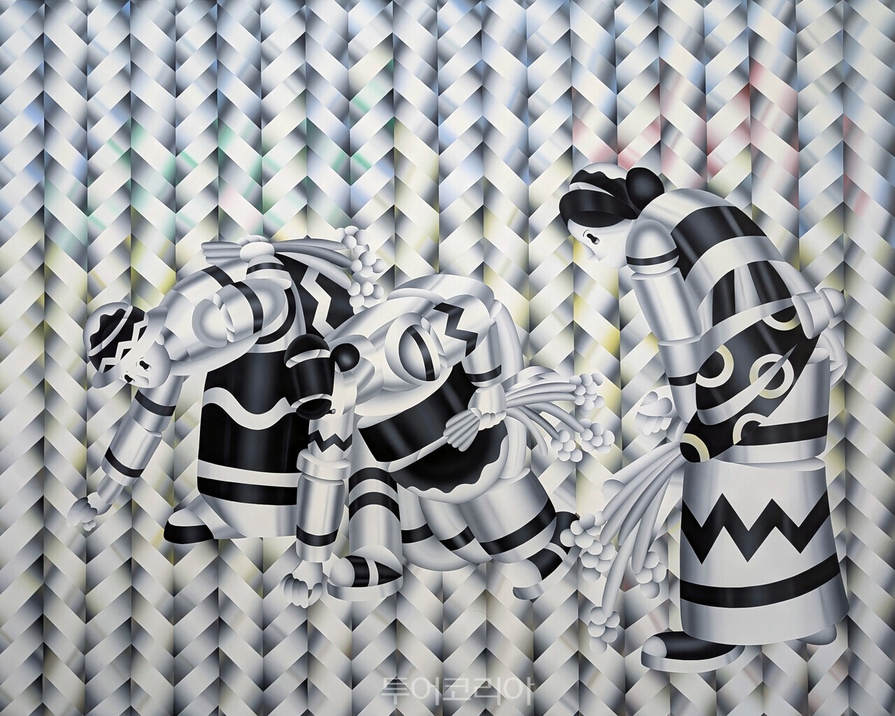  서울아트나우 제프리 부이요 개인전 - Chrome Gleaners Acrylic on canvas 100 x 100cm 2025