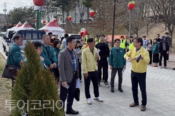 ▲논산딸기축제장 합동 현장점검 모습. /사진-충남도