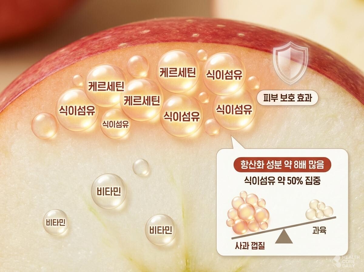 사과 껍질 효능 삽화. / 헬스코어데일리