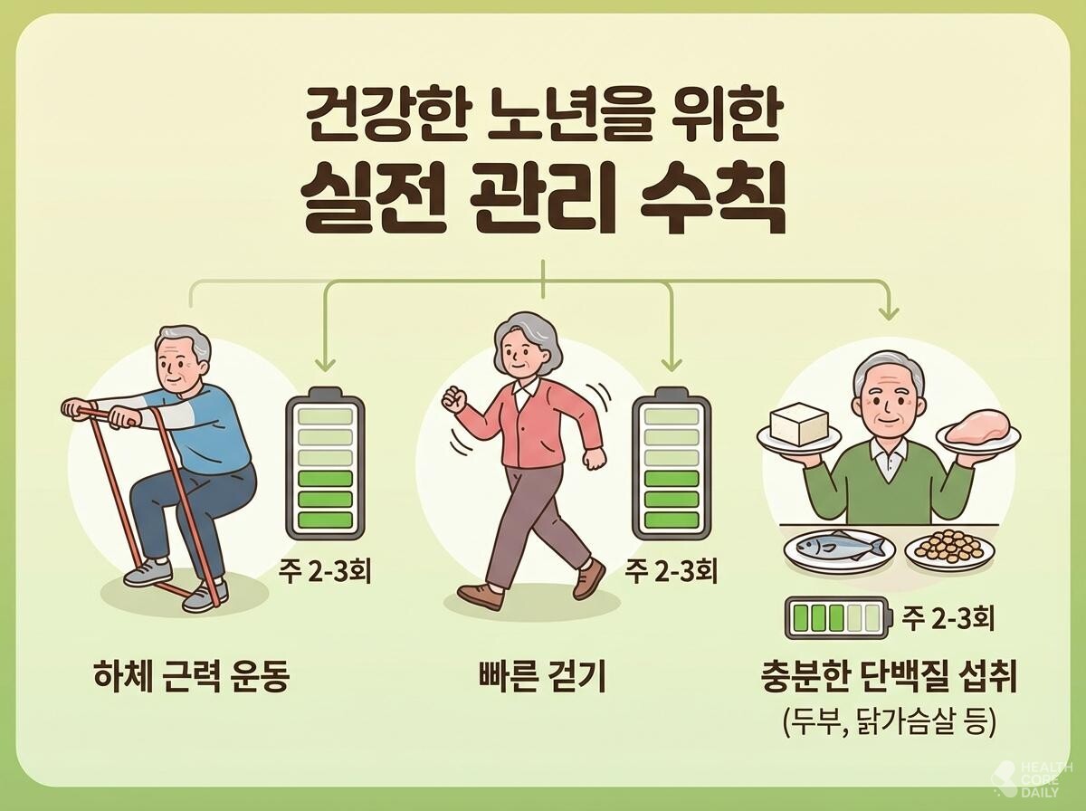 노년 관리 수칙 삽화. / 헬스코어데일리
