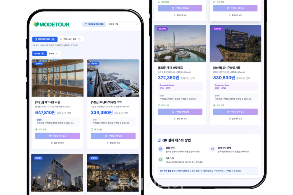 스테이블코인으로 구매 가능한 모두투어 여행 상품 페이지 / 사진-모두투어