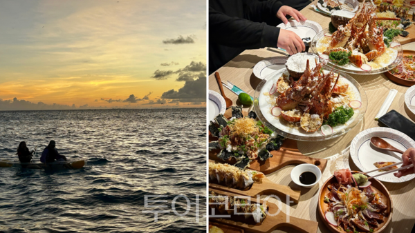 트래블리즈 선셋요트투어 (좌), 선상에서 펼쳐지는 미식 경험 (우)/ 사진- 박은하 기자