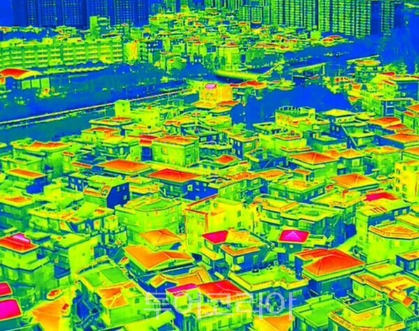열화상 분석을 통해 중구 내 에너지 취약 구역을 파악한 모습./사진-울산 중구