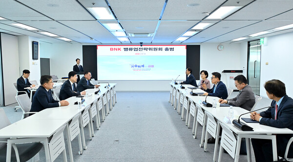 지난 15일 출범한 BNK금융그룹 밸류업전략위원회 회의가 진행 중인 모습 (사진=BNK금융그룹 제공)