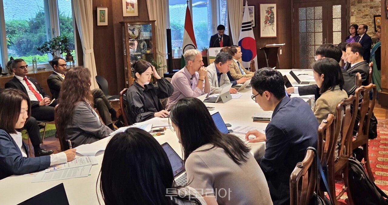 주한인도대사관은 지난 7일 서울 용산구 회나무로44길 138에 위치한 주한인도대사관 관저에서 ‘정상회담 성과'를 브리핑했다. /사진-투어코리아