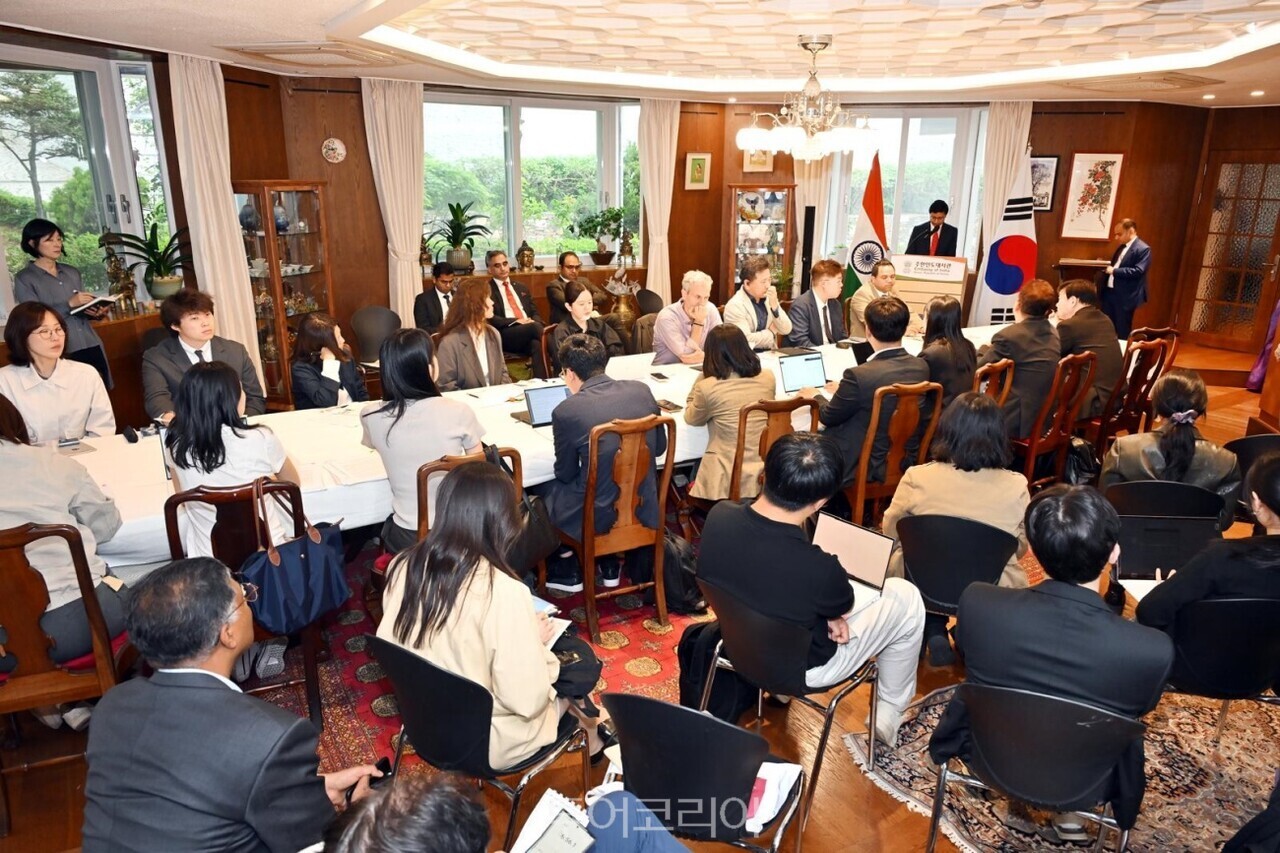 주한인도대사관은 지난 7일 서울 용산구 회나무로44길 138에 위치한 주한인도대사관 관저에서 ‘정상회담 성과'를 브리핑했다. /사진-투어코리아