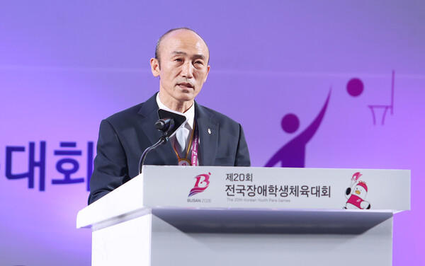 12일 사직실내체육관에서 열린 제20회 전국장애학생체육대회 축사(사진=대한장애인체육회)