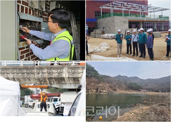 사진설명 = ▲(上)왼쪽부터 시계방향. 논산시 안전관리자문단 활동, 홍성군 집중호우 대비 신청사 건립공사 현장 안전 점검, 금산군 제원면·복수면 여름철 물놀이 위험구역 지정·고시, 청양군 ‘재난대응 안전한국훈련’ 행안부 장관상 수상 영예. /사진-논산·홍성·금산·청양(편집 류석만 기자)