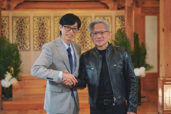 유재석(왼쪽)과 젠슨 황 엔비디아 CEO(사진=tvN)