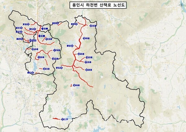 용인시 하천 안내 지도/투어코리아뉴스 정명달 기자