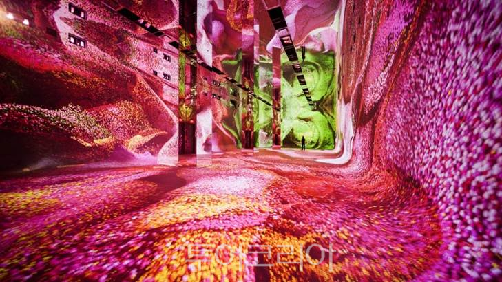 세계 최초 AI 아트 뮤지엄 'DATALAND' 내부 전경. 인공지능과 데이터, 빛, 사운드가 결합된 몰입형 공간에서 새로운 예술 경험을 선사한다. /사진제공-로스앤젤레스관광청