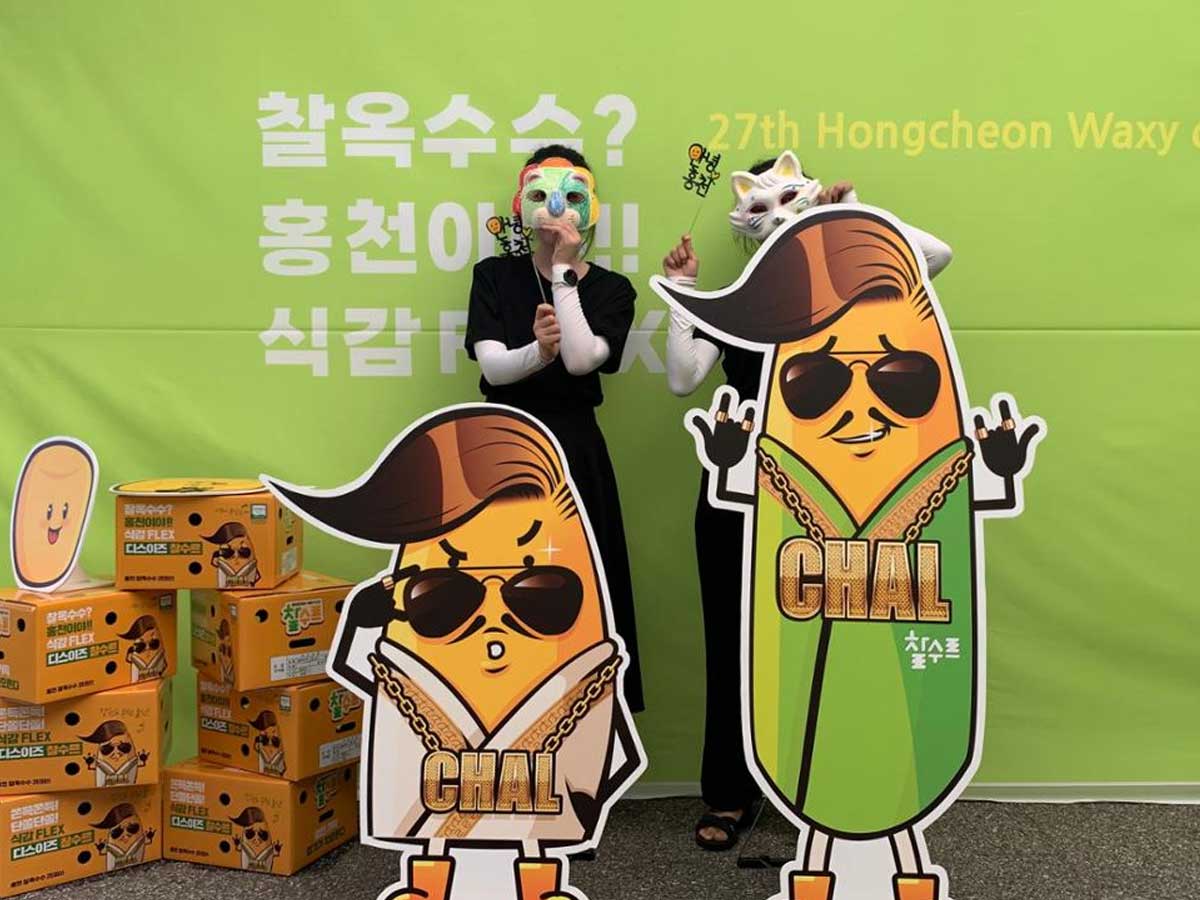 재치 있는 옥수수 캐릭터 포토존. / 홍천축제
