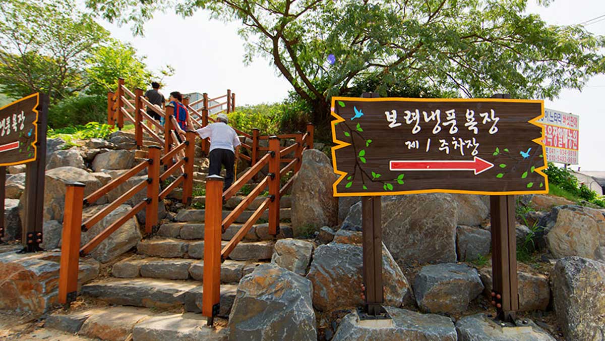 보령 냉풍욕장 입구 계단을 따라 방문객들이 오르고 있다. / 보령시청