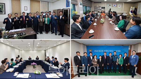 ▲논산시의회 유관기관 방문 기념 촬영(대한노인회 논산시지부, 논산소방서, 논산문화원, 논산경찰서) 모습. /사진-논산시의회