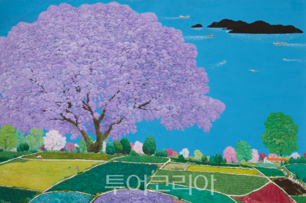 이현열 작가의 작품. '자카란다가 보이는 남해' 160x240cm. 2021./사진-울산 북구