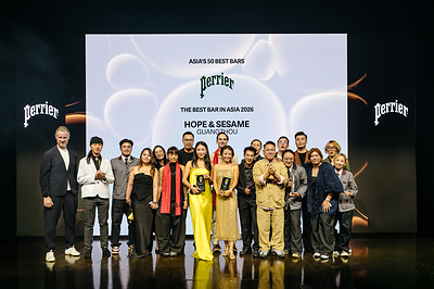 Hope & Sesame in Guangzhou named The Best Bar in Asia at Asia’s 50 Best Bars 2026, sponsored by Perrier, at a live awards ceremony in Macau on 28 July. Hope & Sesame in Guangzhou named The Best Bar in Asia at Asia’s 50 Best Bars 2026, sponsored by Perrier, at a live awards ceremony in Macau on 28 July.