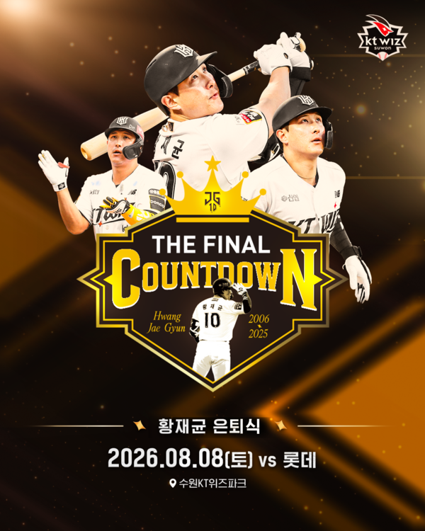 KT 위즈는 8일 수원 KT위즈파크에서 열리는 롯데 자이언츠와의 홈 경기에서 지난 시즌을 끝으로 선수 생활을 마무리한 황재균의 은퇴식을 연다(사진=KT)