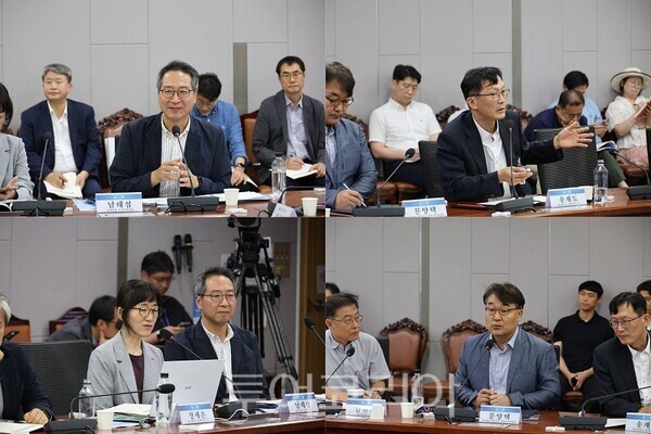더불어민주당 김주영 의원이 7일 오전 국회의원회관 제2세미나실에서 개최한 ‘AI 시대, 우리나라의 바람직한 전력산업 구조개편 방향 모색’ 심포지엄에서 페널들이 종합토론을 하고 있다. 2026.08.07. / 투어코리아 이창호 기자
