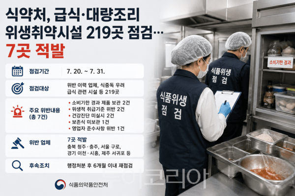 사진 / 급식·대량조리 위생취약시설 219곳 점검…7곳 적발_AI생성 이미지