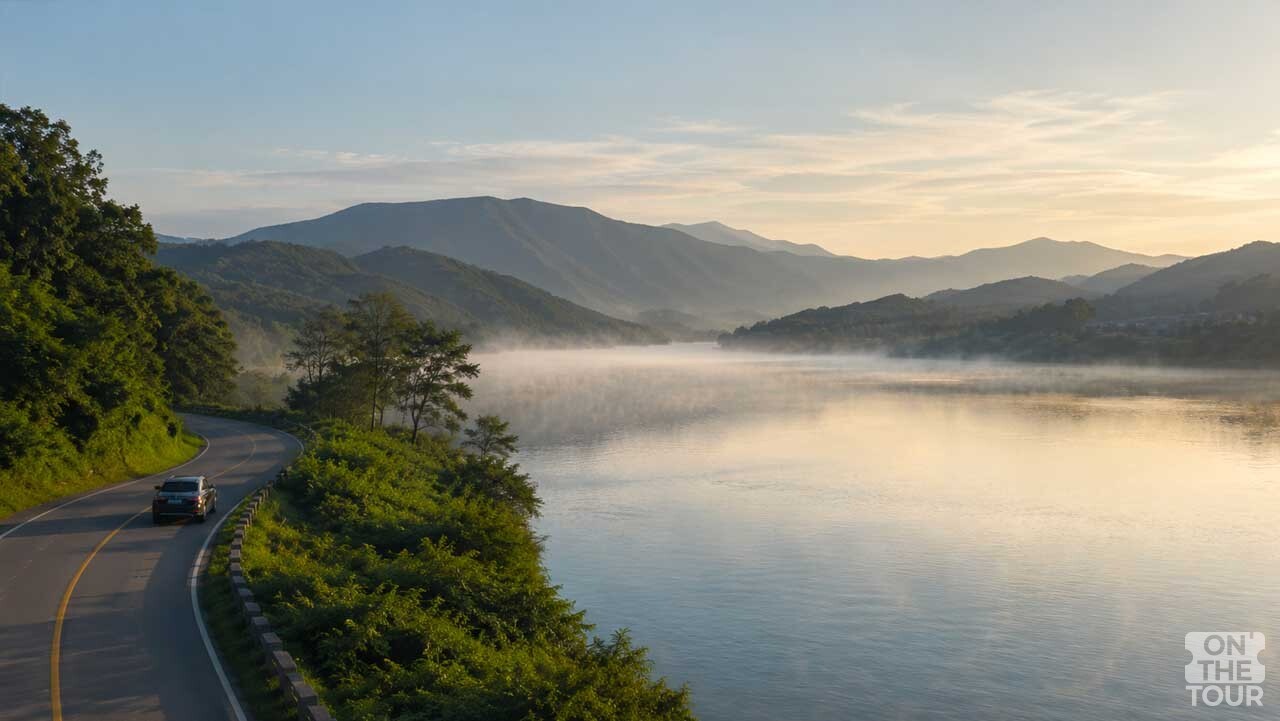 북한강변 도로 풍경(AI 생성). / 온더투어