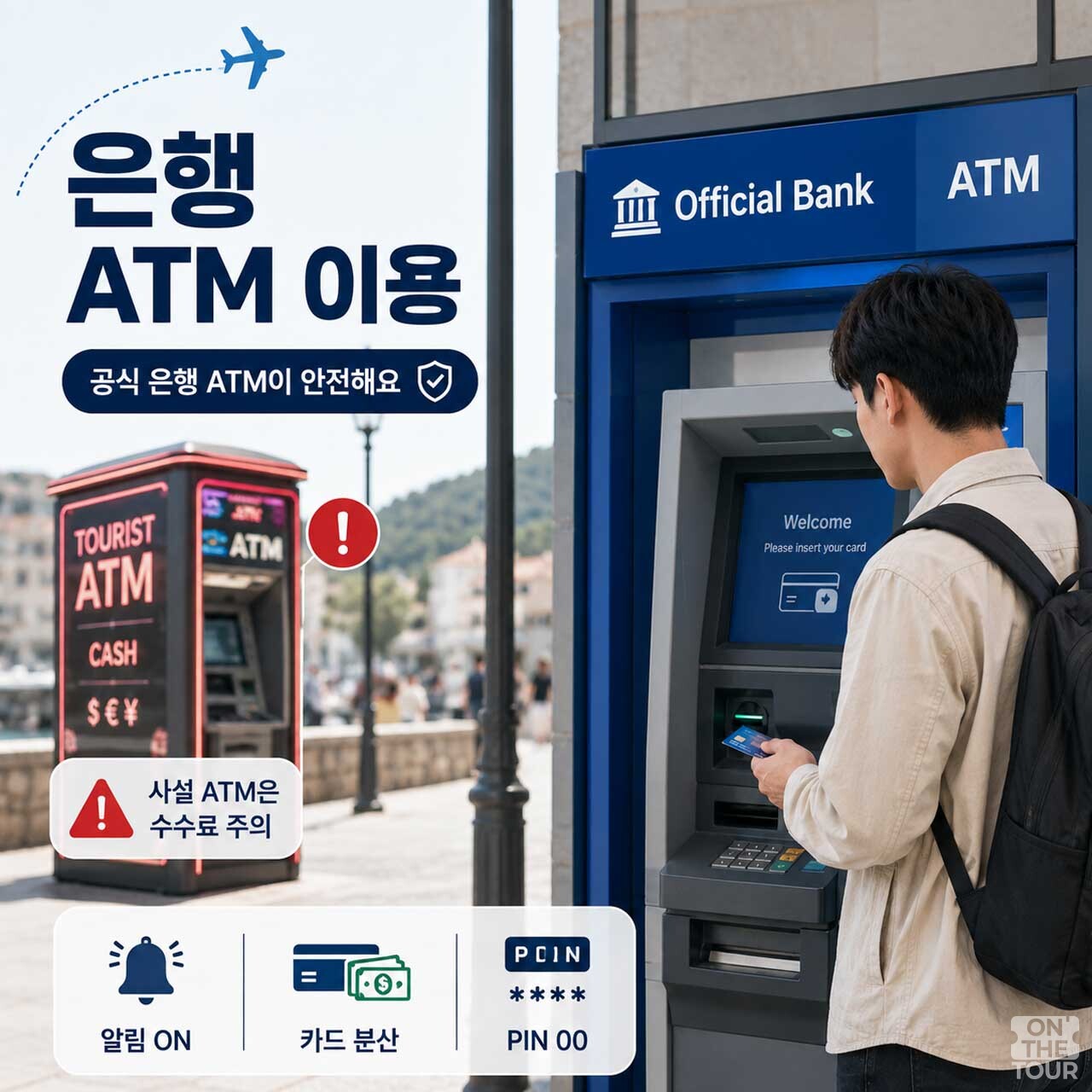이용 수수료가 비싼 사설 ATM 대신 현지 공식 은행 ATM 이용을 권장한다. (AI 생성) / 온더투어