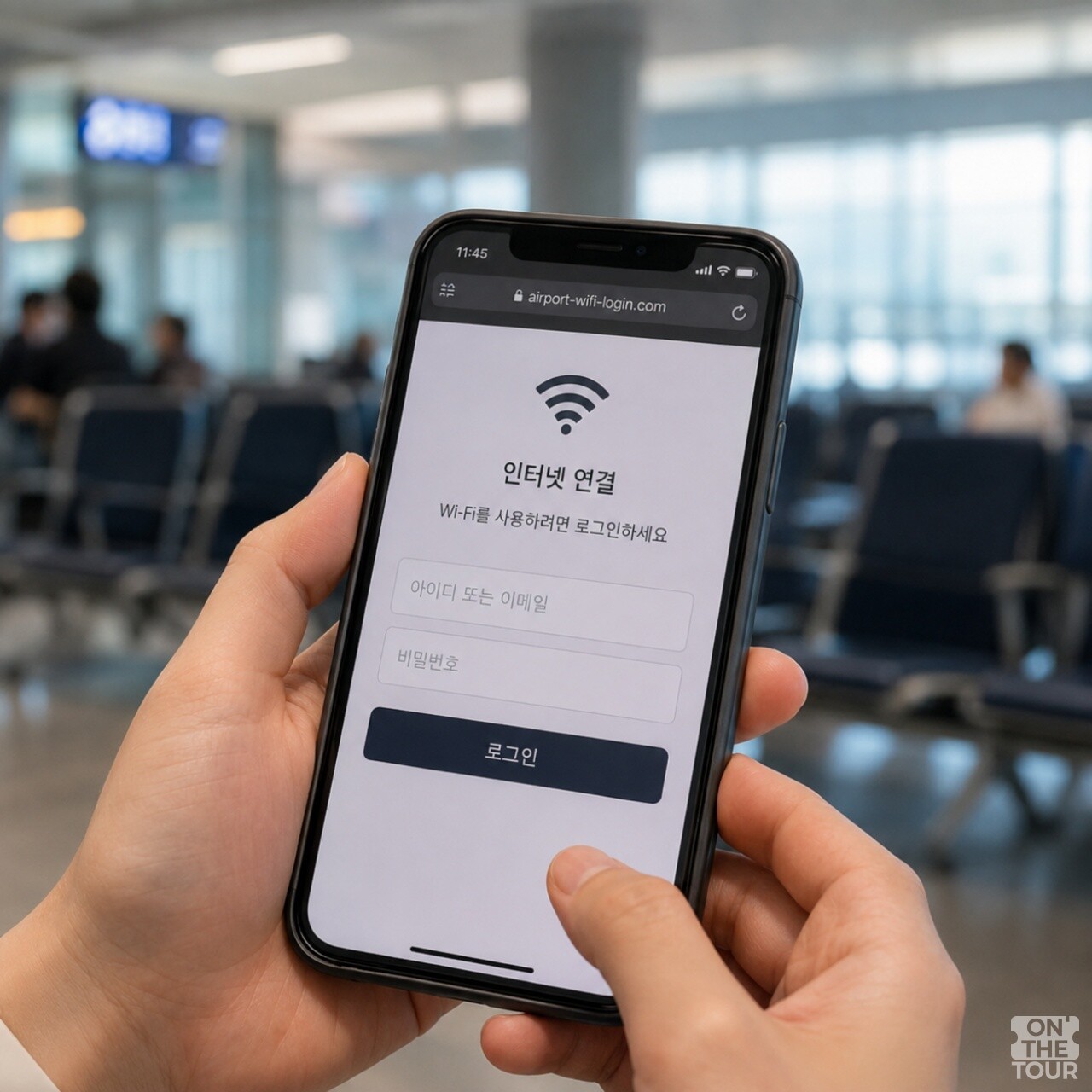 공항 와이파이 연결 화면. (AI 생성) / 온더투어