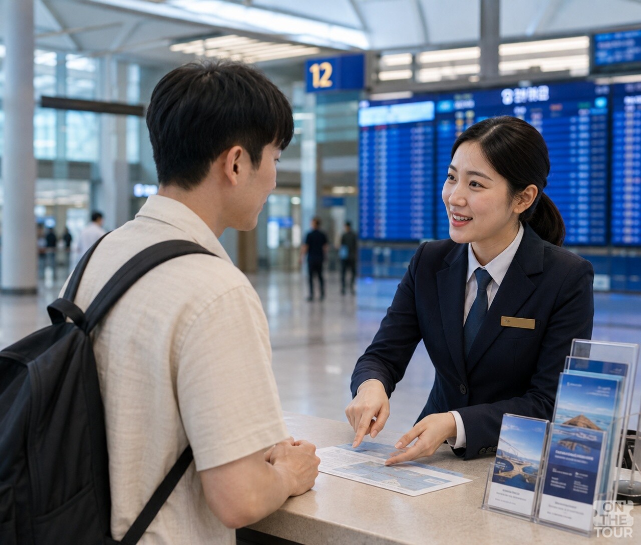 공항 직원에게 와이파이 네트워크를 확인하고 있다. (AI 생성) / 온더투어