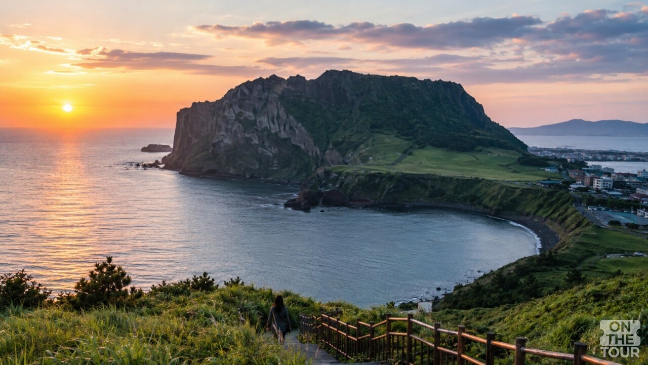 성산일출봉 노을 전경. (AI 생성) / 온더투어