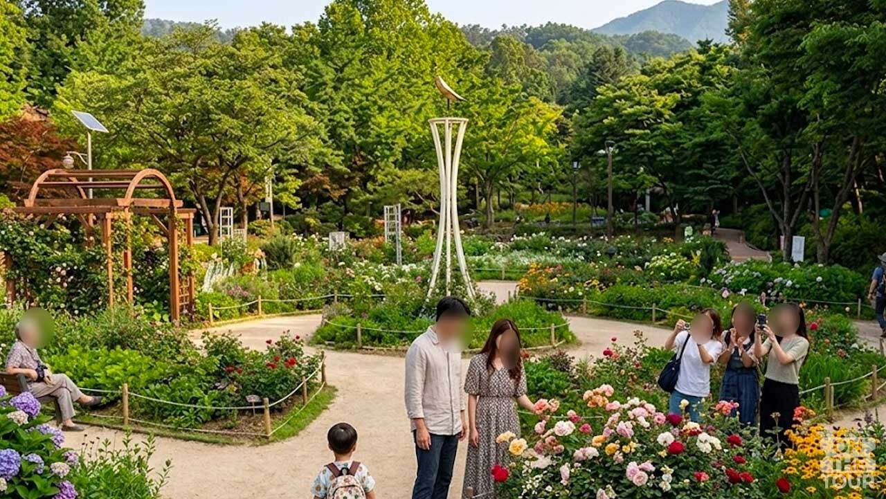 산책하기 좋은 화사한 꽃길과 정원이 마련된 봉무공원 (AI 생성). / 온더투어