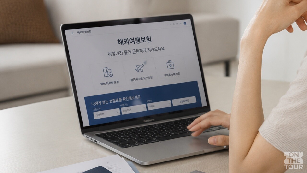 여행자보험을 살펴보는 모습. (AI 생성) / 온더투어