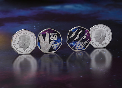Star Trek's intergalactic legacy is set to be immortalised on UK coins, as The Royal Mint marks 60 years of the franchise with two collectable 50p coins. Star Trek's intergalactic legacy is set to be immortalised on UK coins, as The Royal Mint marks 60 years of the franchise with two collectable 50p coins.