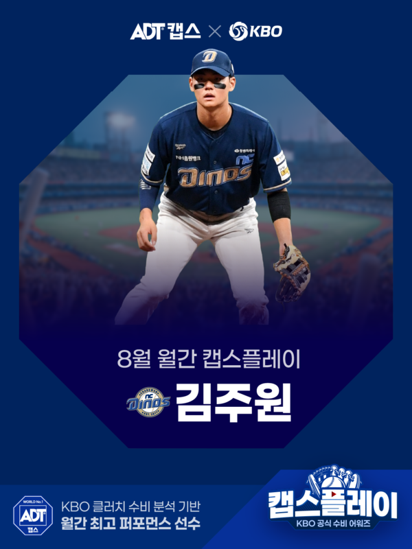 NC 김주원이 캡스플레이 수상자가 됐다(사진=KBO)