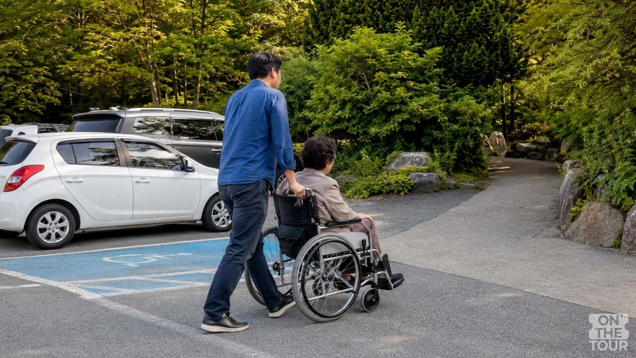 휠체어를 이용하는 방문객도 편하게 둘러볼 수 있는 1.6km 무장애 산책로. (AI 생성) / 온더투어
