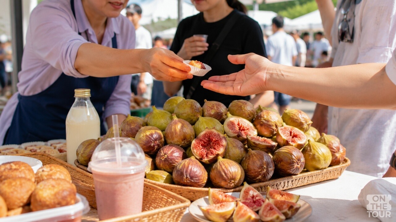 무화과 빵을 건네 받고 있다. (AI 생성) / 온더투어