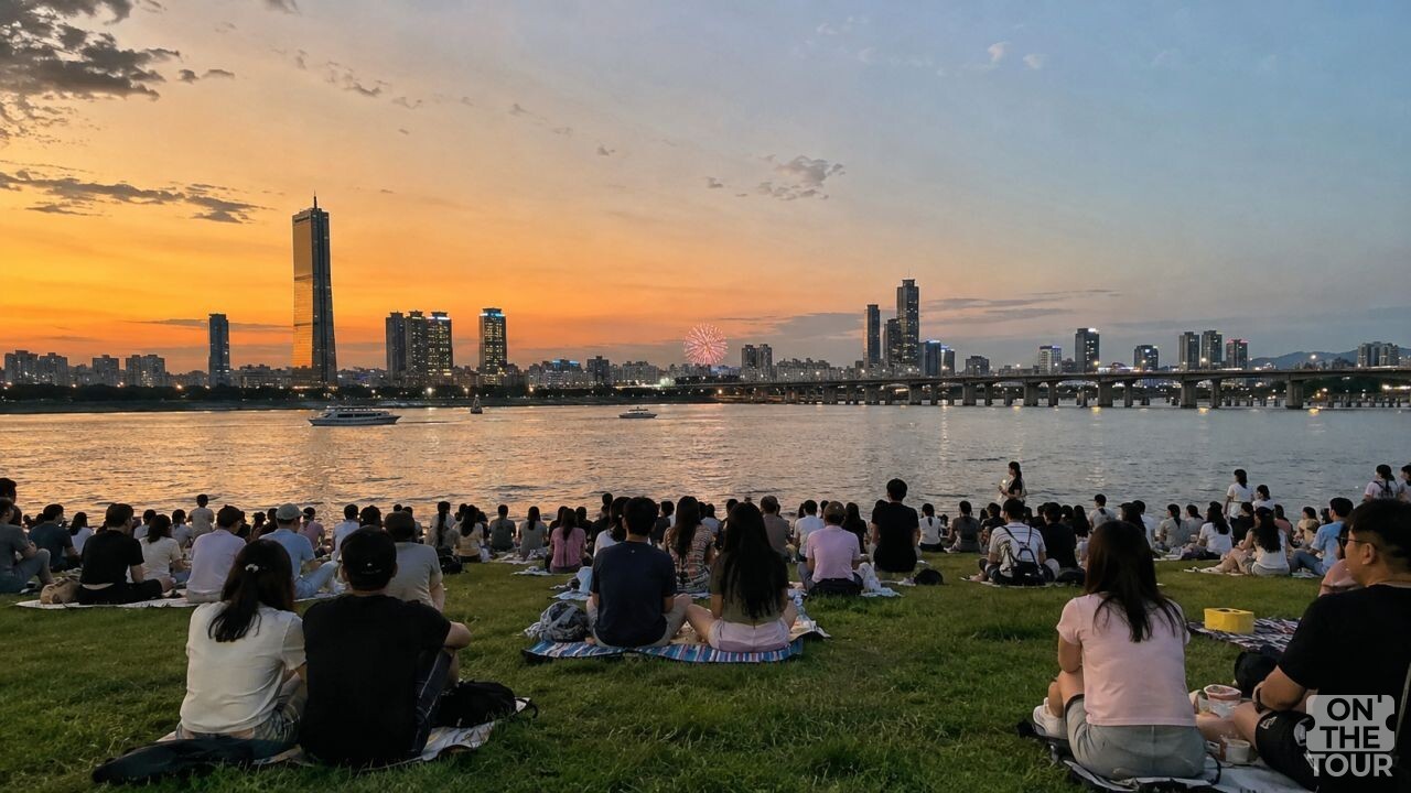 여의도 불꽃축제 불꽃쇼를 기다리는 모습. (AI 생성) / 온더투어