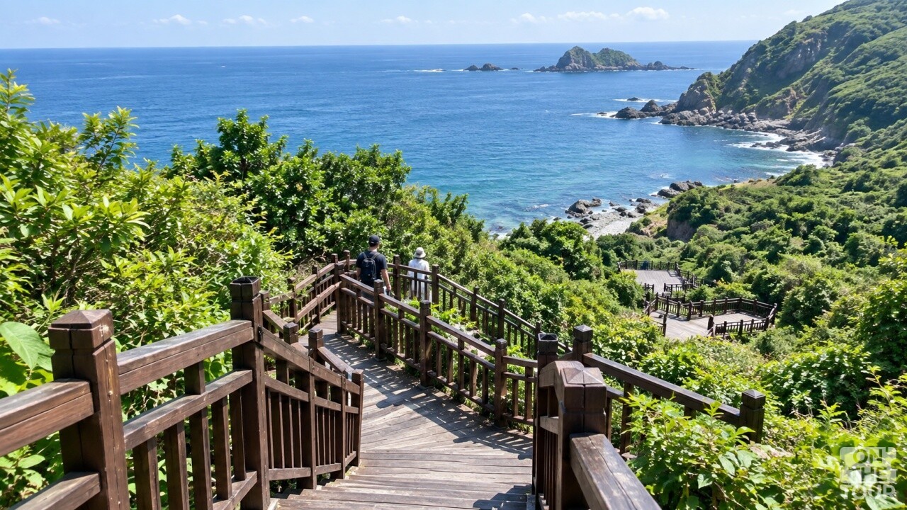 성산일출봉 나무 계단. (AI 생성) / 온더투어