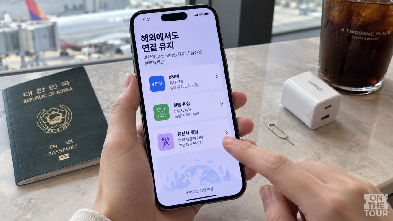 해외 데이터 사용방법 메뉴얼을 읽고 있다. (AI 생성) / 온더투어