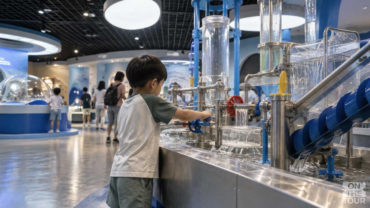 물의 이동과 정화 과정을 체험형 시설로 살펴볼 수 있는 서울하수도과학관 전시 공간. (AI 생성) / 온더투어