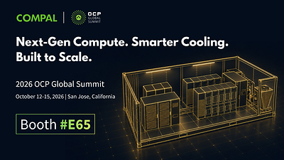 Compal Electronics showcases its next-generation AI factory infrastructure featuring advanced power and cooling technologies at the OCP Global Summit 2026 in San Jose. Compal Electronics showcases its next-generation AI factory infrastructure featuring advanced power and cooling technologies at the OCP Global Summit 2026 in San Jose.