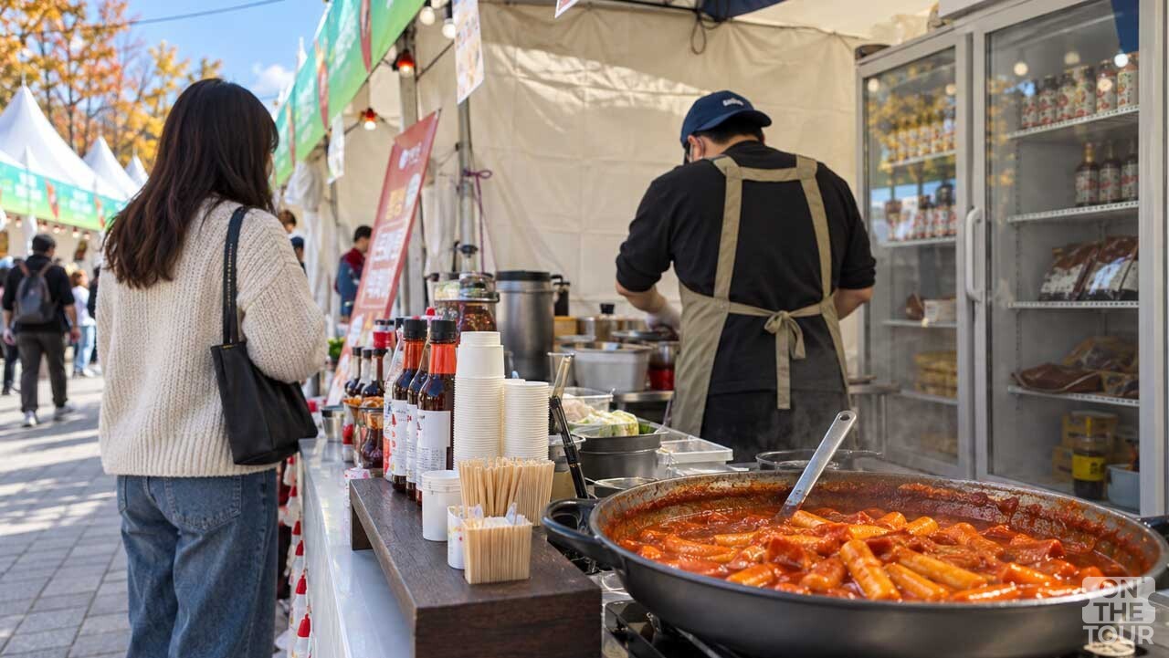 횡성한우축제 먹거리 부스에 마련된 떡볶이 부스. (AI 생성) / 온더투어