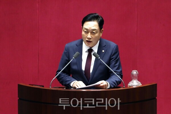 ▲질의 중인 국회 농림축산식품해양수산위원회 소속 김선교(국민의힘·경기 여주시·양평군) 국회의원 모습. /사진-김선교 의원실