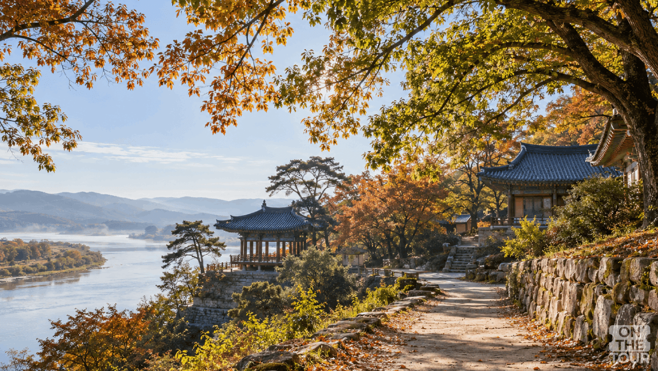 남한강을 바라보며 걷기 좋은 여주 신륵사 강변 산책길. (AI 생성) / 온더투어