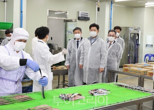 포항시가 본격적인 과메기 출하 시기를 앞두고 지난 16일 남구 구룡포읍 과메기 가공시설을 방문해 생산 준비 상황과 원료 수급 여건을 점검했다./사진-포항시
