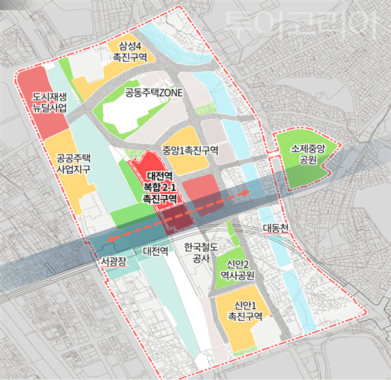 ▲대전역세권 복합 2-1구역 개발사업 위치도.