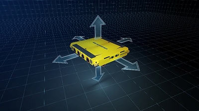 SSI Pallet Roaming Shuttle features four-way movement, offering flexibility in pallet storage and handling for greater flexibility. SSI Pallet Roaming Shuttle features four-way movement, offering flexibility in pallet storage and handling for greater flexibility.